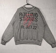 Rolling Stones Womens Large Gray Sweatshirt Neon Logo Tour Graphic Embroidered