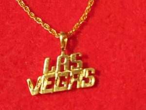 Authentic 14KT GOLD PLATED LAS VEGAS CHARM PENDANT WITH 20" ROPE CHAIN