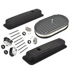 For Sbc Chevy 327 350 87-97 Black Short Valve Cover 15 Air Cleaner Breather