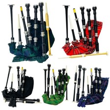 Great Highland Scottish Bagpipes Rosewood Black Finish Silver Mounts with bag