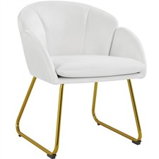 Flower Shape Velvet Vanity Chair Tub Chair with Golden Metal Leg for Makeup Room