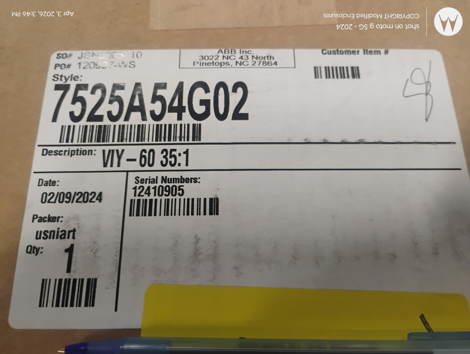 ABB 7525A54G02 Voltage Transformer 4200:120 VIY-60 35:1 NON FUSED - New