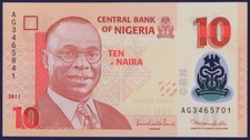 NIGERIA - 10 Naira - P39c - 2011 - MISMATCH SN + ERROR - 7 digit - POLYMER - UNC