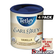 4 pack Tetley Tea Bags Earl Grey Vanilla 24 Count 48g - Made in Canada