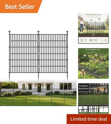 10 Panels Decorative Garden Fence - 40 inH x 23.6 ftL Rustproof Animal Barrier