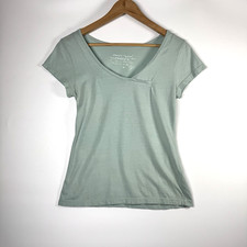 Stewart and Brown T Shirt Womens Medium Green Organic Cotton V Neck Made in USA
