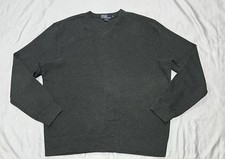Vintage Polo Ralph Lauren Sweater Mens XL Gray V Neck Hong Kong Pullover 90s
