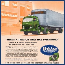 1950 White 3000 Truck All State Freight NEW Metal Sign: 12" Dia. Square USA Made