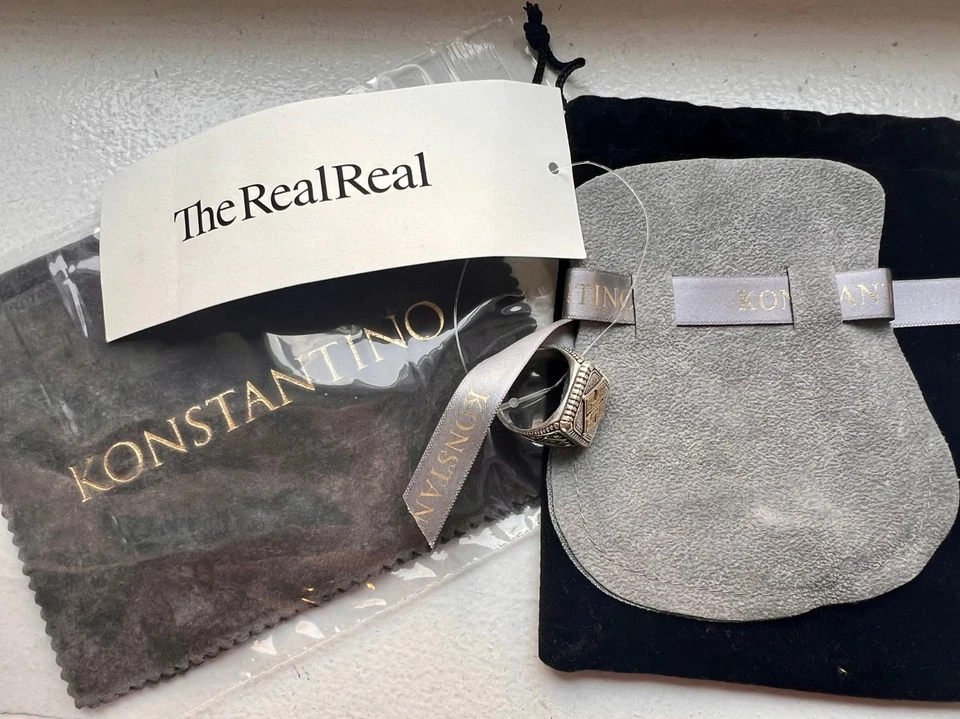 Auténtico anillo cuadrado cruz maltesa Konstantino 925 18k 750 para hombre talla 9/9,5 Foto 2 de 4