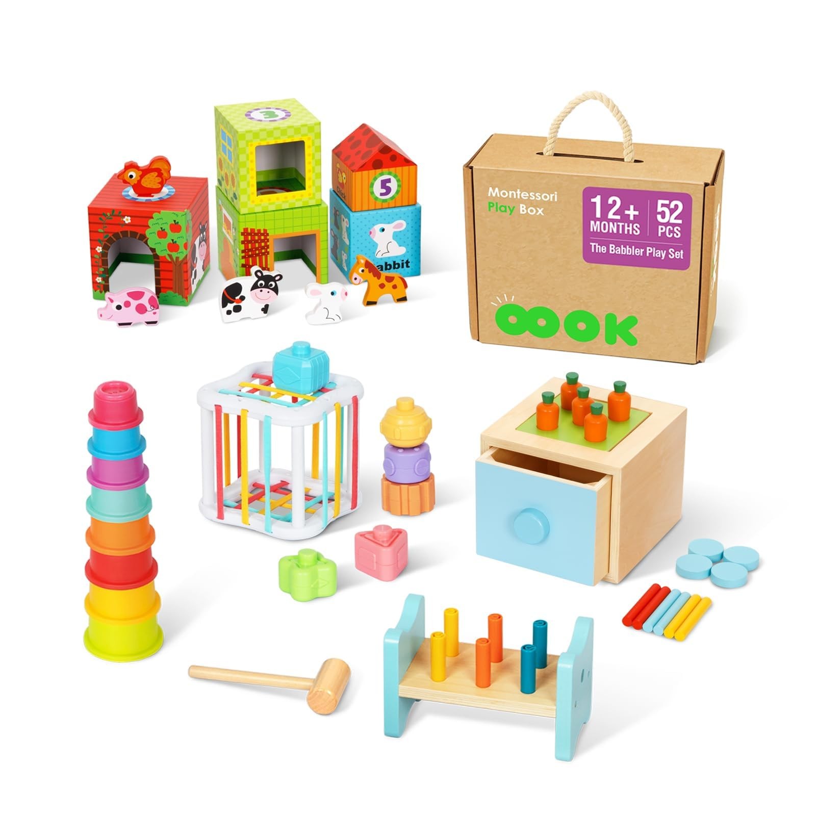 Montessori Sensory Learning Kit 7-in-1 Educational Toys for 1 Year Olds