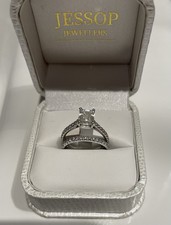 Platinum Engagement Ring Set: 2ct Lab Grown Diamond Half Diamond Ring. Size N