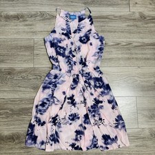 Simply Vera Vera Want Women Pink Flora Tie-Dye Halter Short Dress Size XS