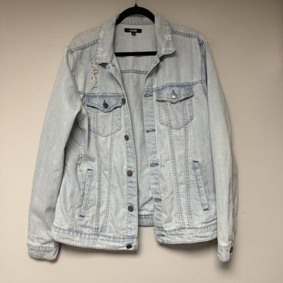 Jackson Brand Men s Light Wash Distressed Denim Jean Jacket Size Medium