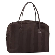 SAINT LAURENT Cassandra Hand Bag Nylon Black Auth yk19827