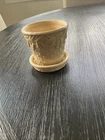 VTG Nelson McCoy Pottery Flower Pot planter 1940s attached saucer off white 3.5”