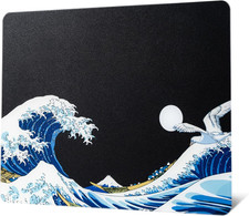 XVX Glass Gaming Mouse Pad, Black Coral Sea, Large 410mm x 310mm