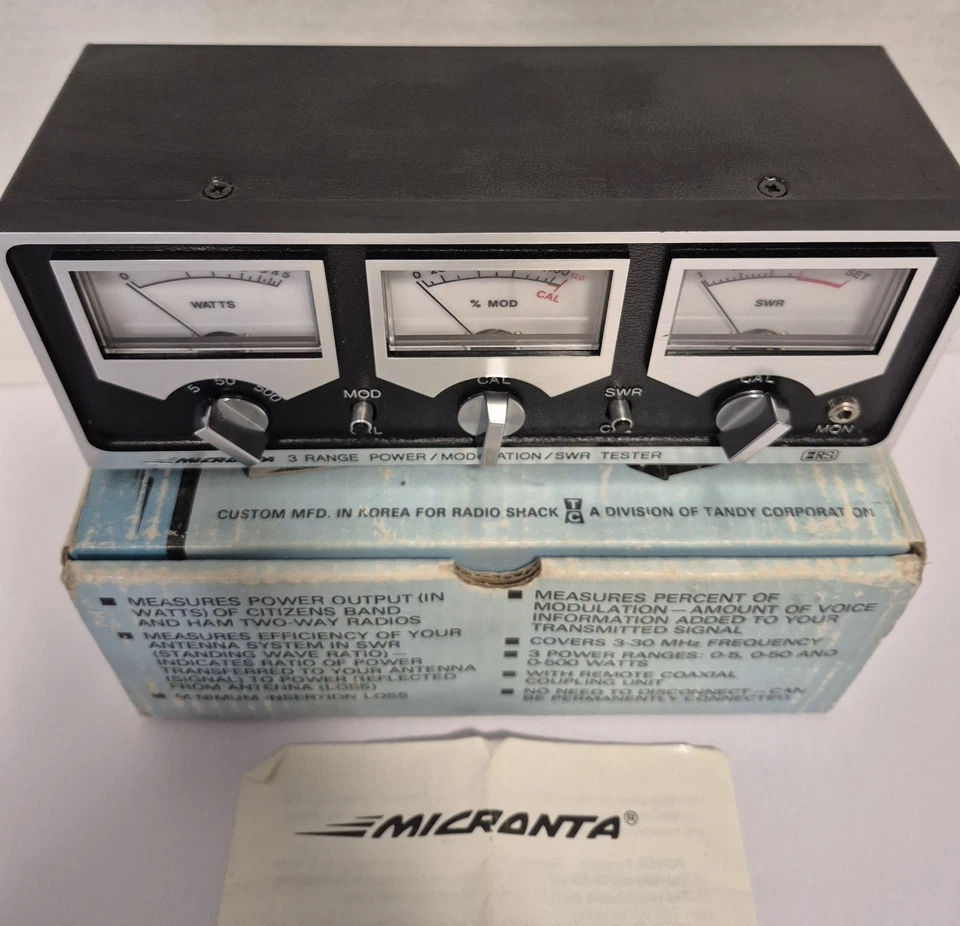 Micronta Radio Shack 21-522 Power/Modulation/SWR Tester 3 Range Meter Amateur CB - Image 2 of 4