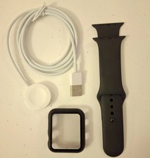 Apple Watch Series 42mm Matte Black M/L Band, Shield  Charging Cable Bundle