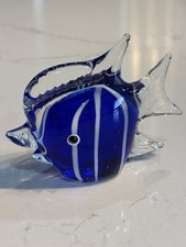 Art Glass Angel Fish Hand Blown Murano Style Figurine Aquarium Paperweight