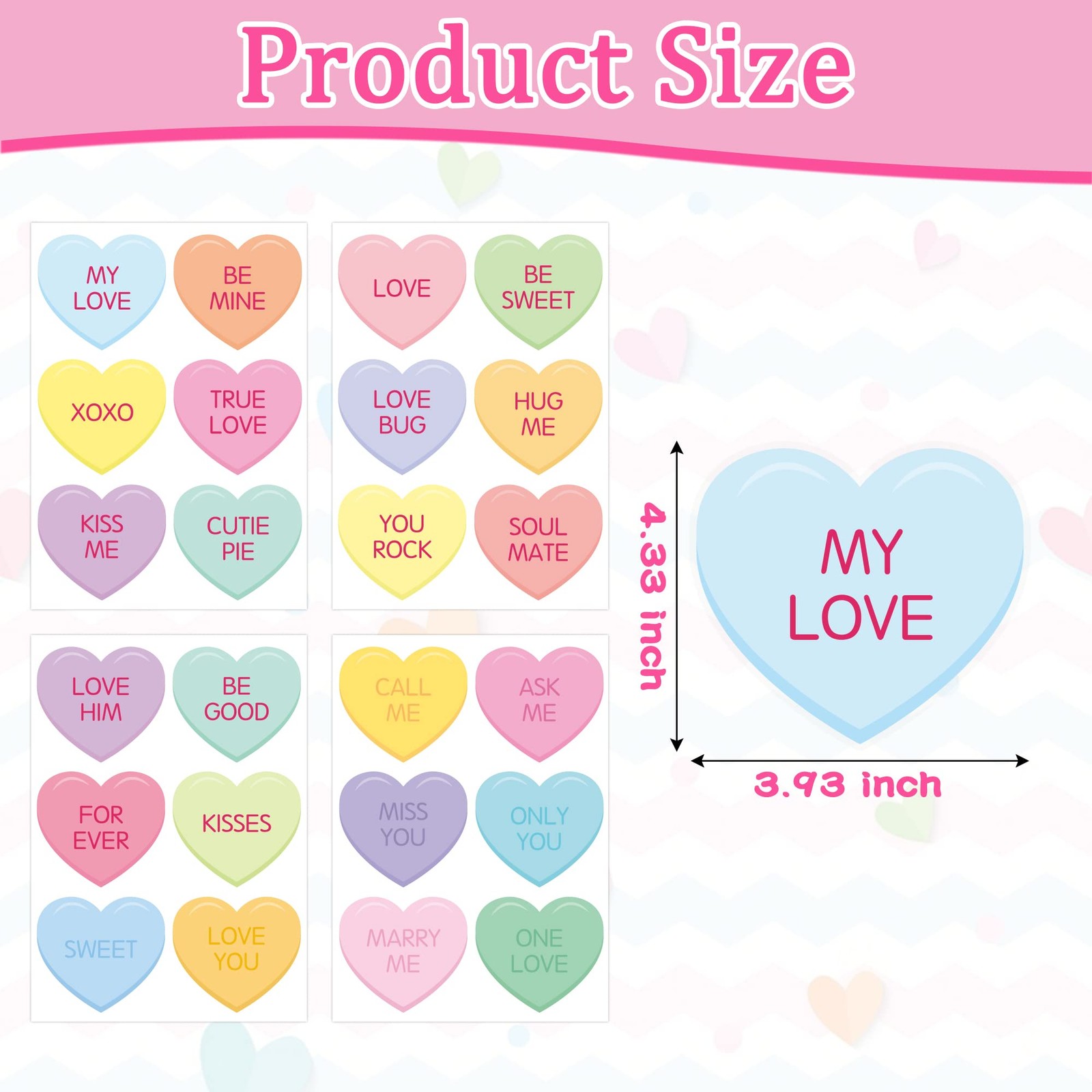 48PCS Valentine's Day Conversation Heart Candy Color Wall Decals, Valentine D... thumbnail 2