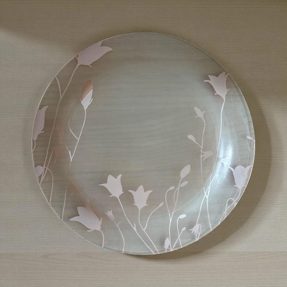 Винтажный Arcoroc Франция стеклянные тарелки комплект из 8 розовый цветочный тюльпан круглый обеденный декор - Изображение 2 из 4