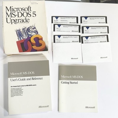 Microsoft MS-DOS 5 Operating System Upgrade 5.25'' Disks & Manuals Vintage 1991