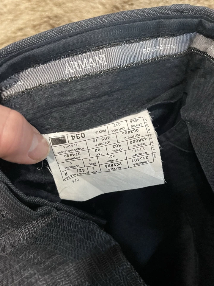 Pantalones ARMANI COLLEZIONI Hombre Estilo 2C28DA Talla EUR 42 EE. UU. 17 So 34 Hecho en Italia Foto 3 de 4