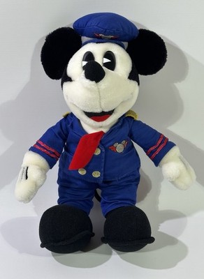 Retro Micky Maus Flugzeug Pilot Disney Plüsch Kuscheltier ca 30cm 1997 RAR