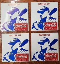 Lot de 4 autocollants promotionnels pour montre de baseball Coca-Cola à piles inutilisés