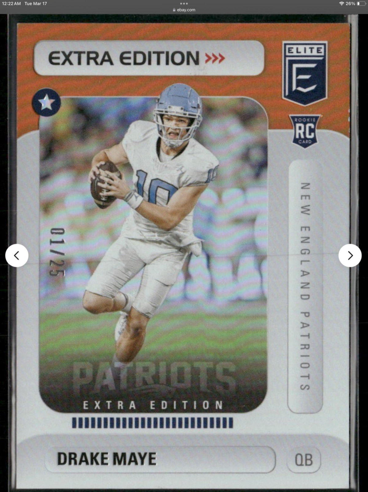 Drake Maye 01/25 First Print 2024 Panini Donruss Elite RC Extra Edition Orange