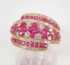 2.20Ct Round Cut Lab Created Ruby Engagement Band Ring 14K Yellow Gold Plated