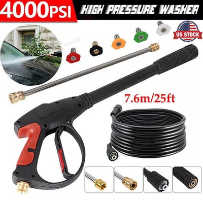 #ad 4000PSI High Pressure Power Washer Spray Gun Wand Lance Nozzle 25FT Hose Kit M22 $36.00