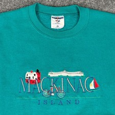 Vintage XL Mackinac Island Green Sweatshirt STAINS