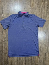 Greyson Polo Shirt Mens Small Blue Striped Short Sleeve Performance Stretch