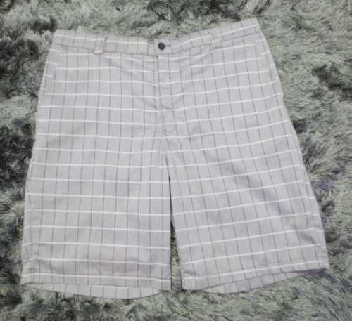 Dickies Mens Shorts 40x10 Gray White Plaid Flex Flat Front Chino Regular Fit - Picture 1 of 19