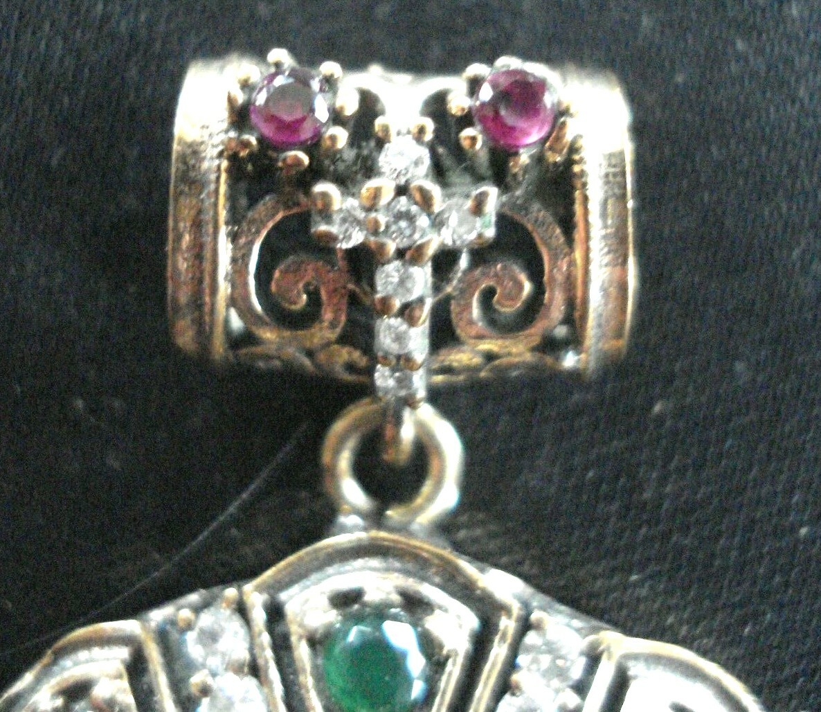 Beautiful Turkish Emerald Ruby Diamond Brass & St… - image 4