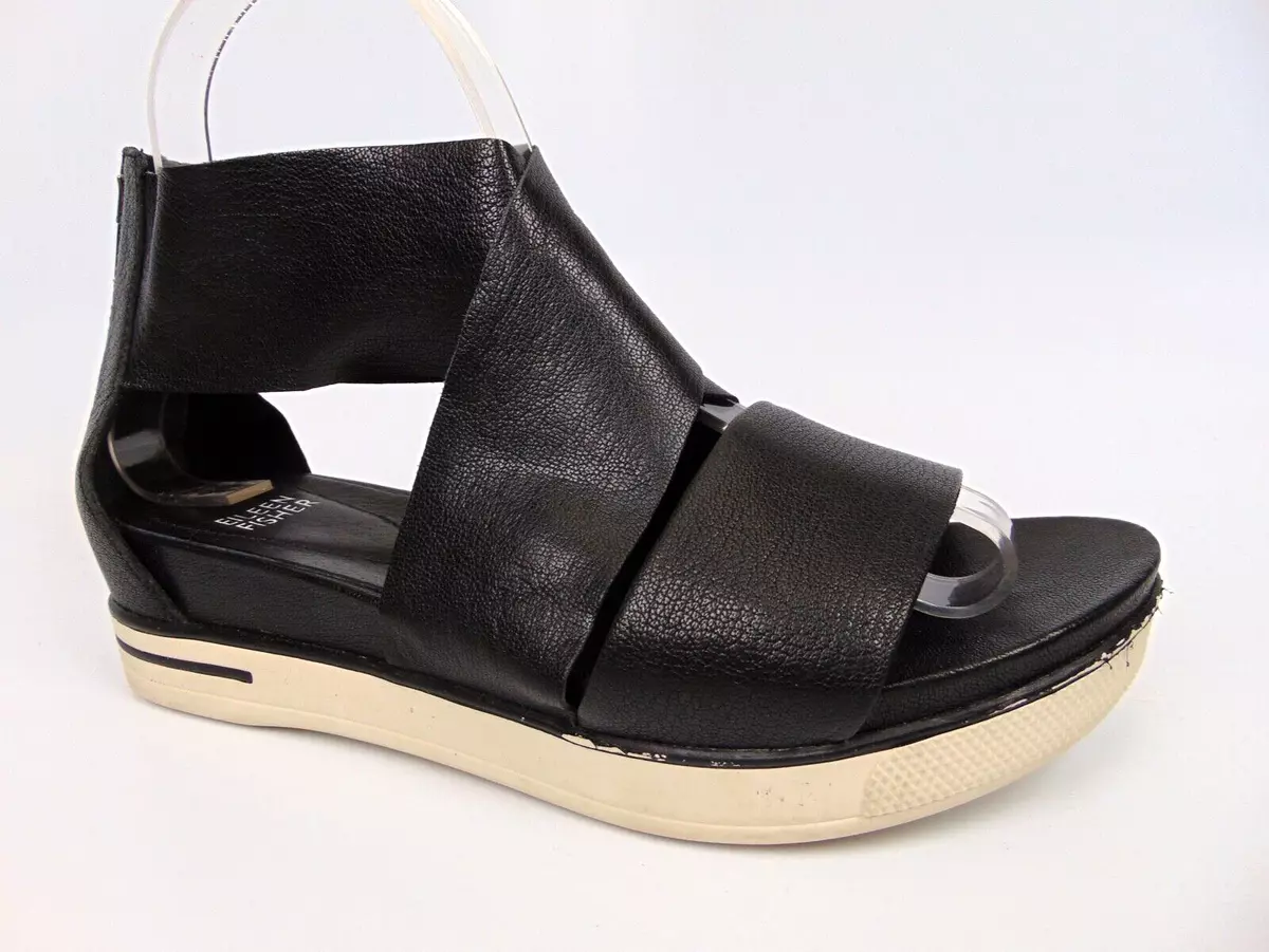 Eileen Fisher Sport Sandal Criss Cross Strap Low Wedge Sandal