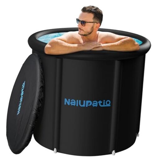 Ice Bath Tub with Lid, 88 Gallons Cold Plunge Tub with Cover, 34'' dark black