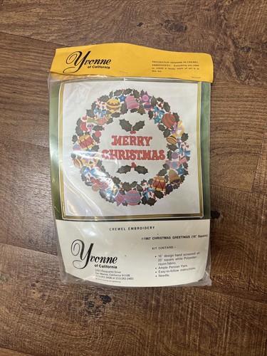 Kit De Broderie Crewel Vintage Yvonne Of California 1976 – Keep Smiling – Neuf Ouvert