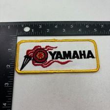 Vintage c 1970s or 80s YAMAHA FLAMES Motorcycle Biker Embroidered Patch 00.Q