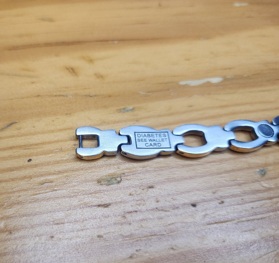 Walgreens Medical ID Diabetes 8" Bracelet Stainless Steel Silver & Gold