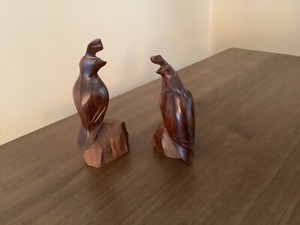 IRONWOOD HAND CARVED PAIR OF QUAILS (set of 2).