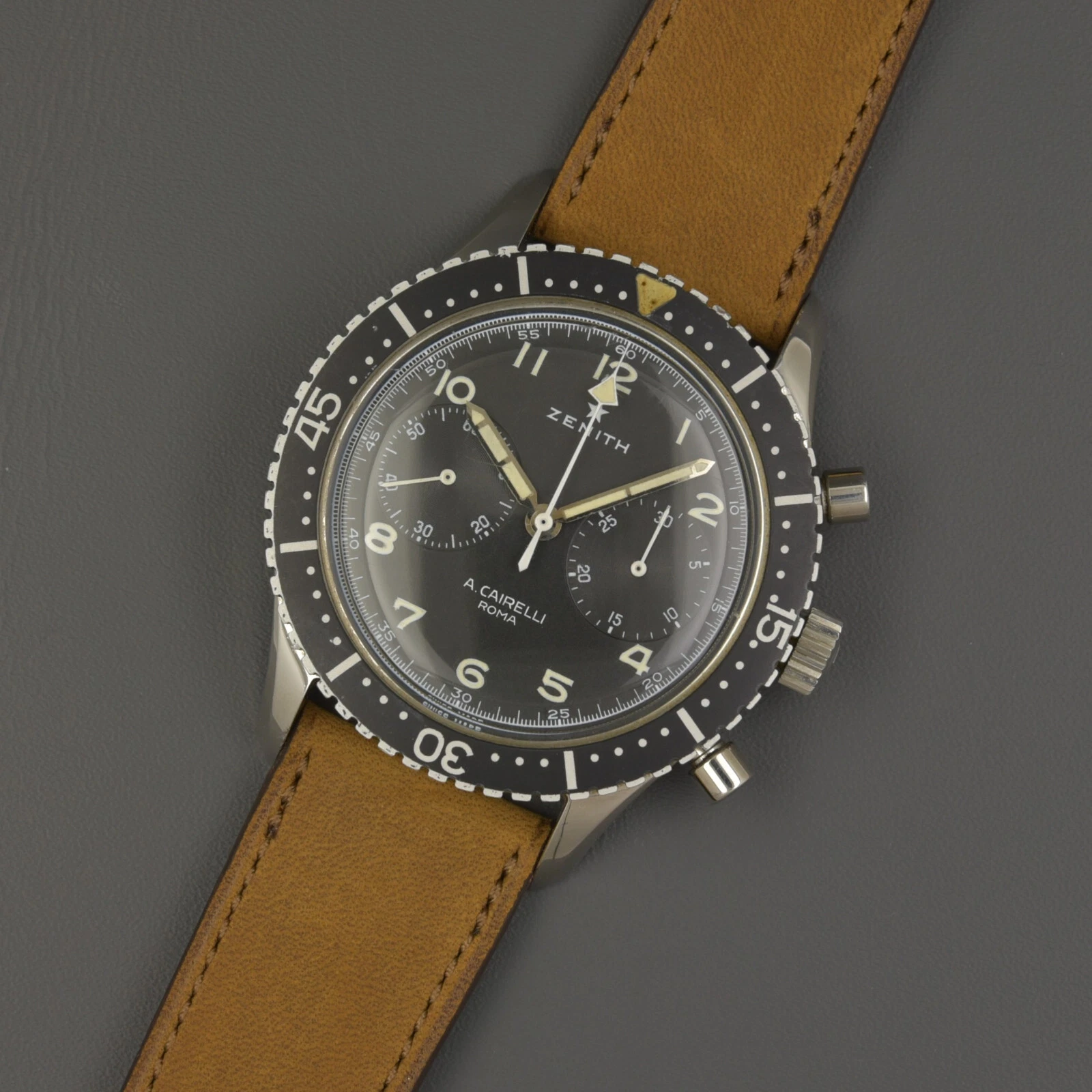 Zenith — Zenith CP 2 Cairelli Roma 42 mm Vintage Chronograph Steel Handwound Excellent Antique