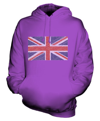 GREAT BRITAIN UNION JACK SCRIBBLE FLAG UNISEX HOODIE GIFT HAND DRAWN FOOTBALL