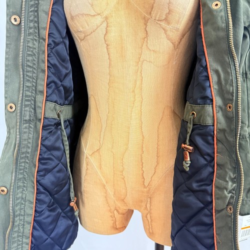 STEVE MADDEN Utility Jacket Coat S Olive Green Packable Hood Zip Snap NWT B76 - Picture 5 of 5