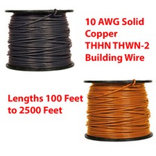 10 AWG Solid Copper THHN THWN-2 Building Wire Lengths 100 Feet to 2500 Feet