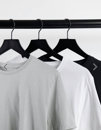 Jack & Jones Mens 3 pack T-Shirts in black white gray "Large" LR118 - 第 4/4 張圖片