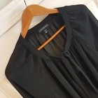 Lane Bryant Plus Size 22/24 Sheer Neck Tie Shirt Long Sleeve Black  Z19