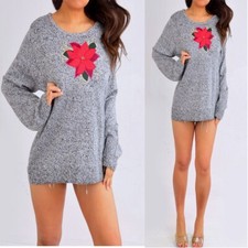 Croft & Barrow Black White Red Gold Metallic Christmas Sweater Shirt Top XL NWT