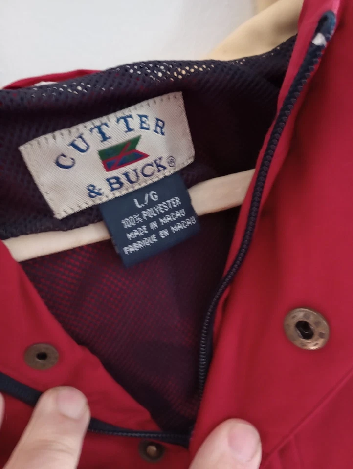 Vintage Cutter Buck Men's Hooded Anorak Jacket Red Paine Weber-Logo Men L NWT - Image 4 of 4